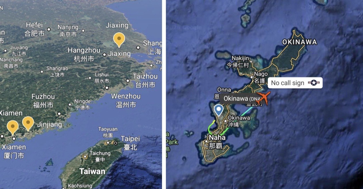 福建浙江多处地图标记与冲绳美军机图示同框，台海空情再引关注