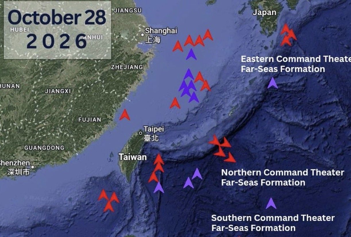 台海周边再现解放军舰机活动，多战区远海编队示意图引关注