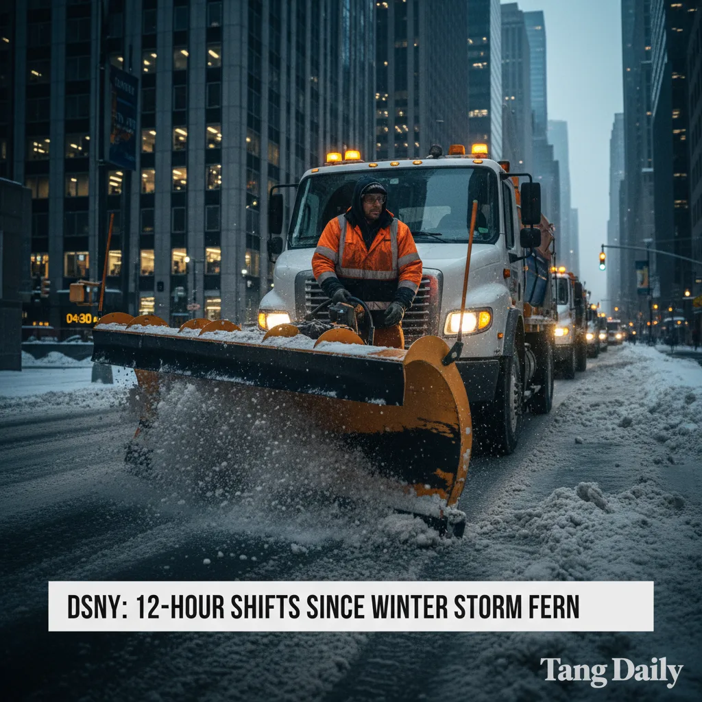 纽约市环卫工鏖战12小时战风雪 市长到场致谢并呼吁市民表达感激
